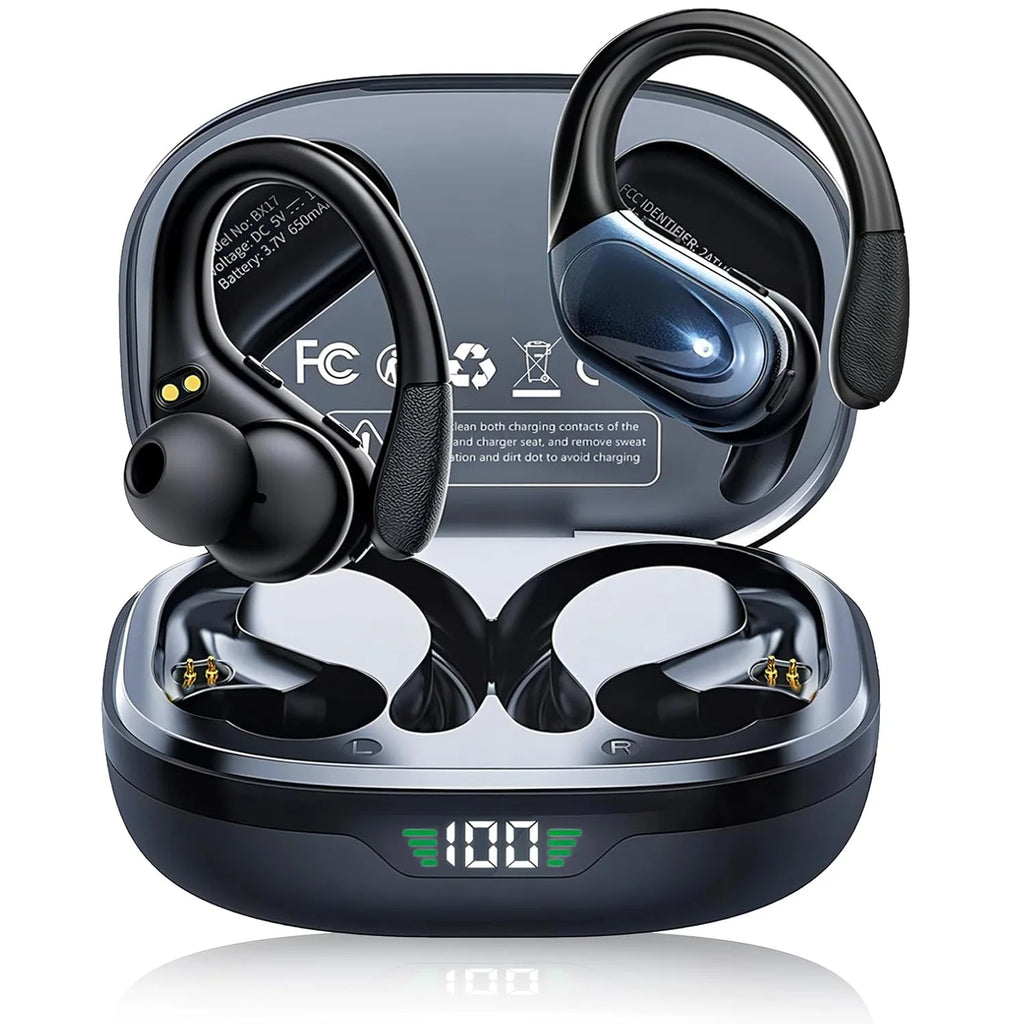 2026 New Sports Wireless Earphones with ENC Mics,Button Control,LED Power Display,Hifi Stereo Sound Bluetooth 5.4 TWS Headphones