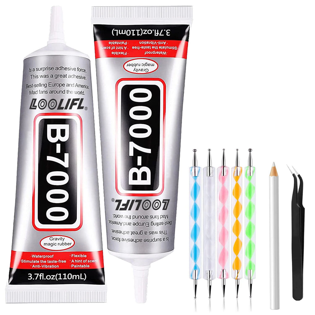 LOOLIFL B7000 Jewelry Glue for Jewelry Making,  50-110ML Multipurpose Super Adhesive for Phone Repair Nail Art Wood Glass Charms