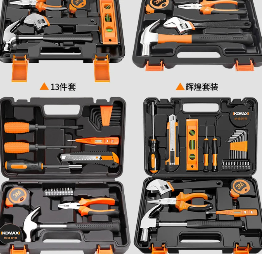 Home Tool Set with Storage Box Complete Household Hardware Tools Kit Gift for DIY