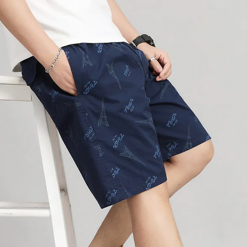Mens Baggy Casual Shorts Cotton Drawstring Summer Beach Short Stretch Waistband Chino Golf Shorts Zipper Pockets