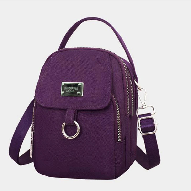 Multi Zipper Oxford Crossbody Bag Lightweight Adjustable Strap Casual Daily Travel Handbag With Top Handle For Everyday Use