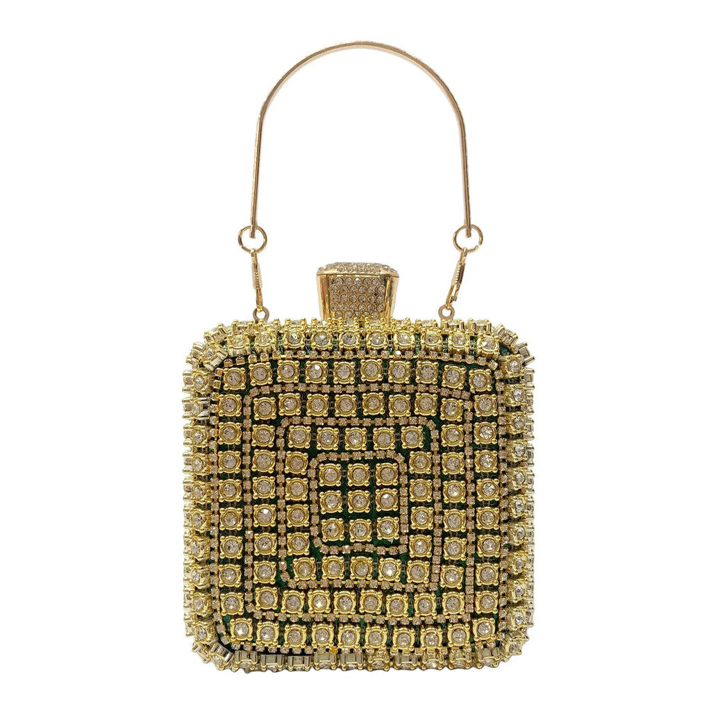 New Woman Bling Gems Evening Clutch Bags Lady Gold/Purple/Blue Diamonds Party Handbag Wedding Bag Bridal Handbags Crystals Purse