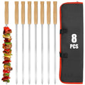 8pcs Large Kabob Skewers Stainless Steel Thicken Reusable for Meat Chicken Vegetable Barbecue Skewer Outdoor BBQ Essential Tools