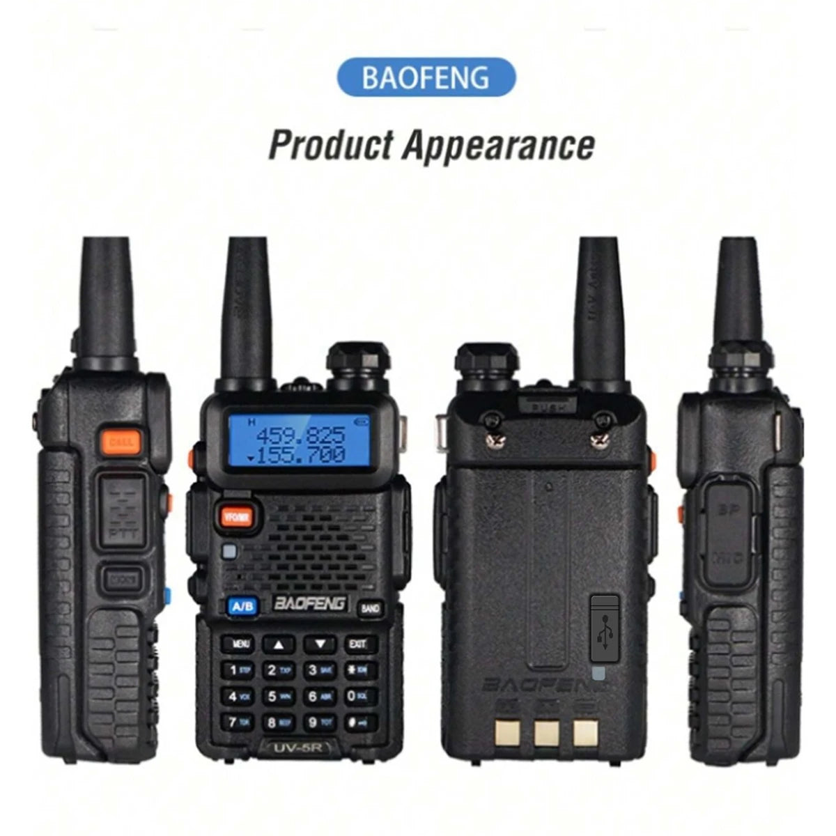 1PC/2PCS baofeng uv 5r USB Long Range Ham Amateur With FM Radio Long Range Portable Two Way Radio Baofeng CB Radio walkie talkie