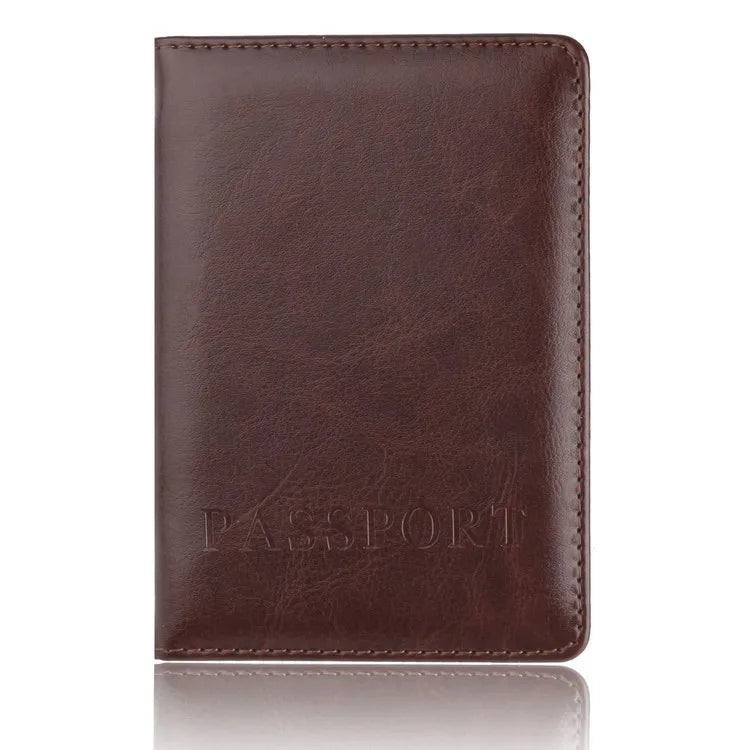 Unisex PU Leather Passport Holder - Travel Document Case with Multi-Card Slots, Simple Protective Cover for Men & Women