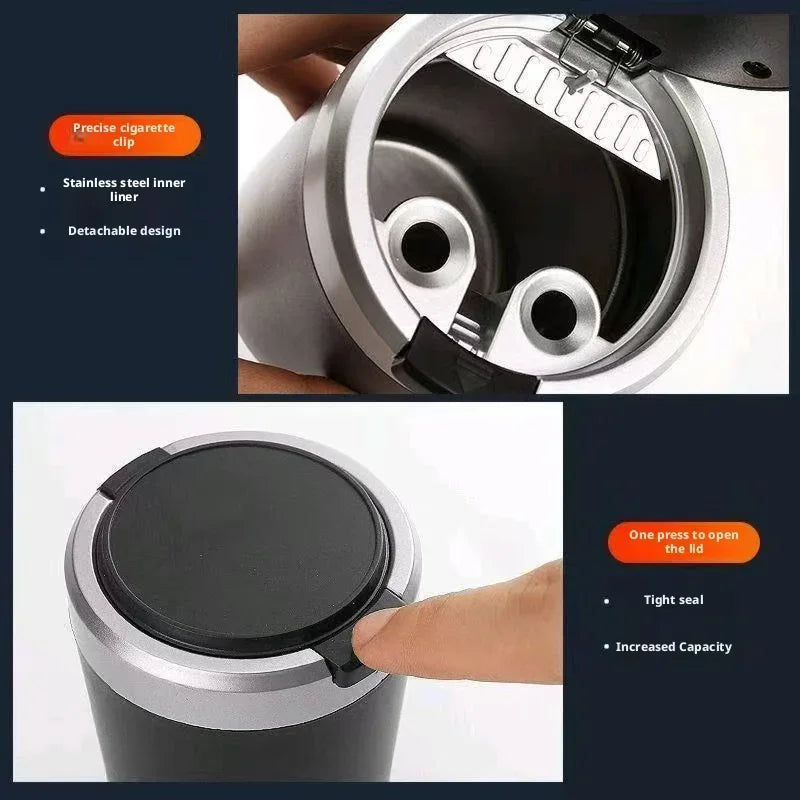 Portable LED Smokeless Car Ashtray Universal Auto Cigarette Cup Holder Windproof Liner Car Interior Styling Ornament Decor