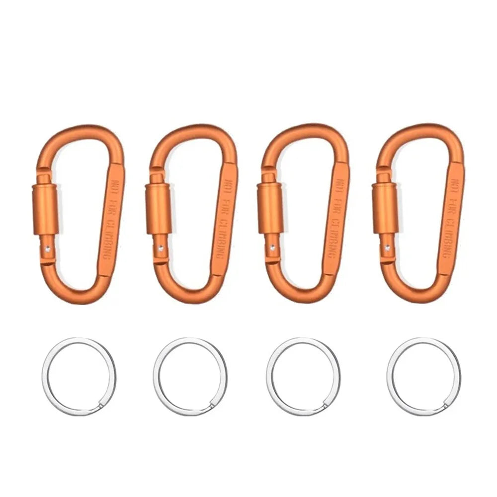 4 Pack D-ring Carabiner Clip Lightweight Aluminum Carabiners With Barrel Locking For Keychain Tactical Bag Backpack