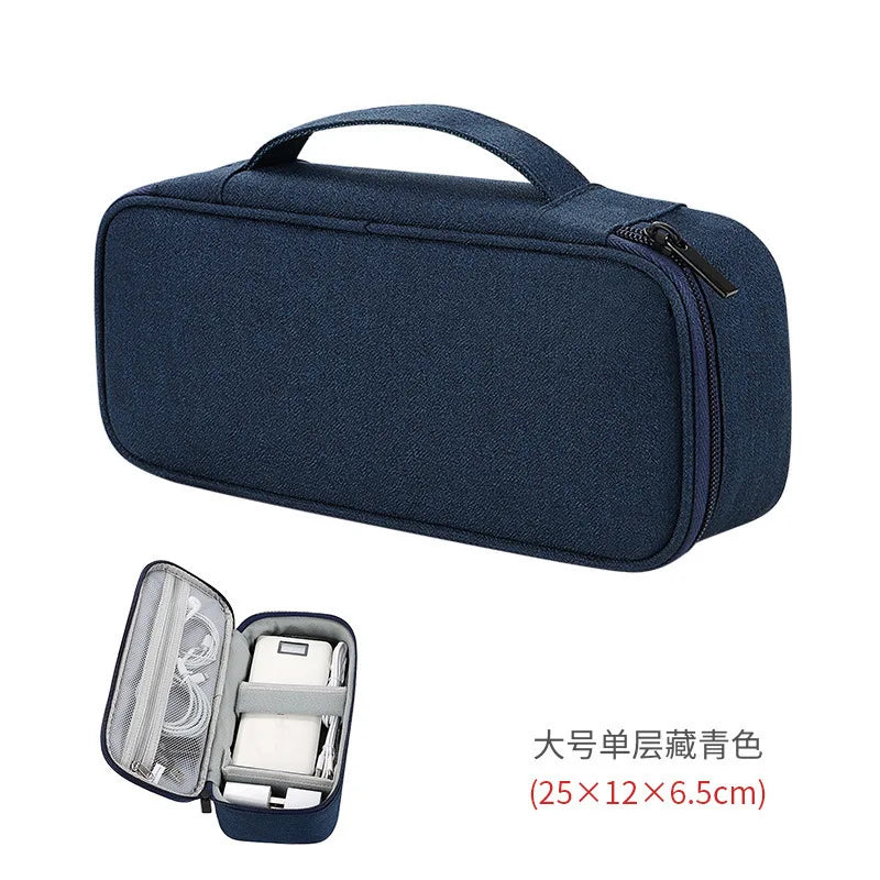 Portable Double Layer Digital Storage Bag Adjustable Dividers Travel Cable Organizer Case for Power Bank Hard Drive Charger