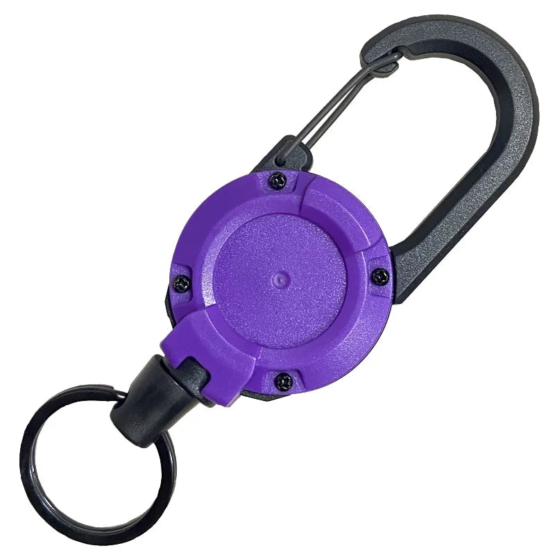 Retractable Heavy Duty Pull Reel Carabiner Multitool Survivalowy Buckle Spring Key Ring Outdoor Sporty Attachment Keychain Tool