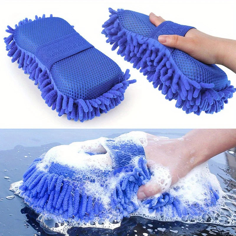 1/2pcsMicrofiber Car Cleaning Sponge  Tool for Auto, Home, and Motorcycle - Gentle on Surfaces, Removes Dirt and Grime with Ease