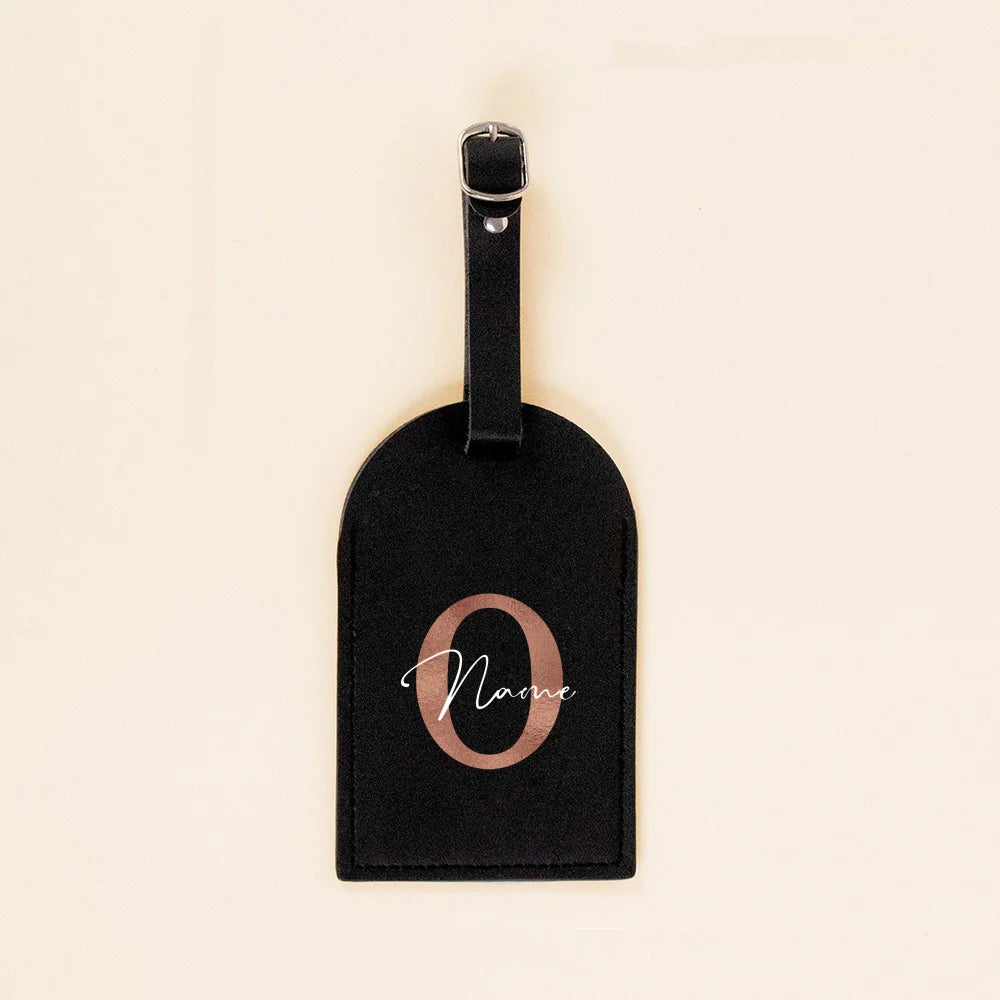 Personalised Initial with Name Monogram Luggage Tag PU Leather for Suitcase Baggage Handbag Tags Travel Bag Label Tag Best Gift
