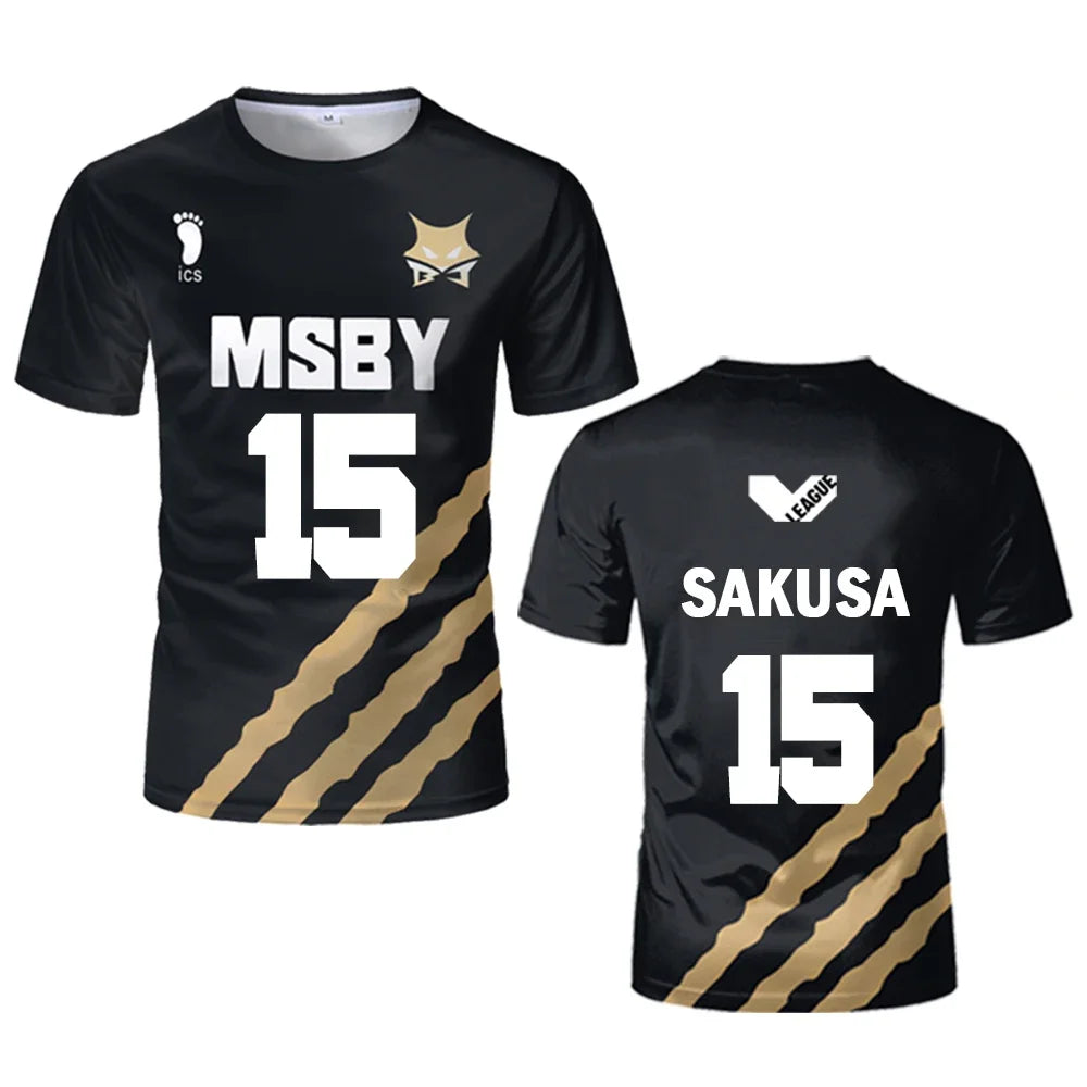 Haikyuu MSBY Black Jackal Jersey Japanese Anime Cosplay Tops Volleyball Uniforms for Men and Women Breathable Kid's T Shirts