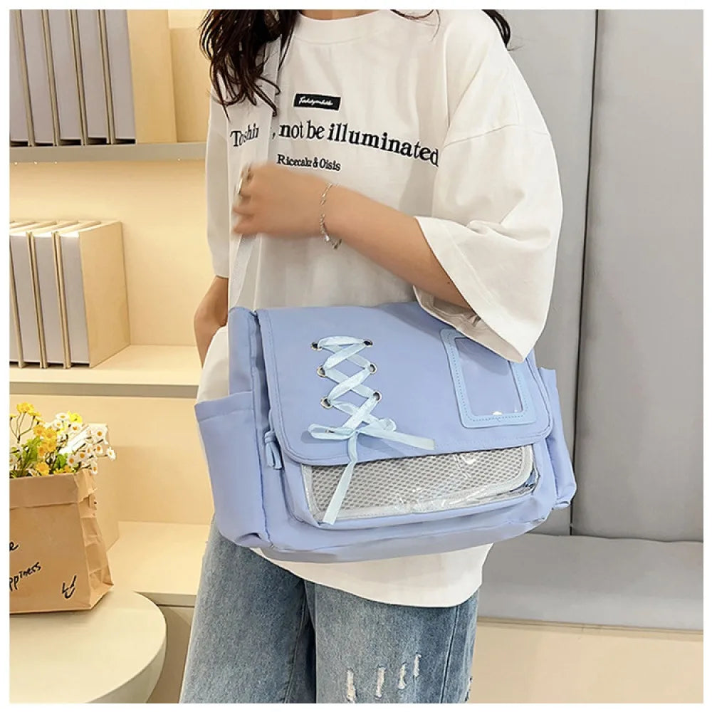 Strap ita bag, large-capacity shoulder crossbody bag, ita bag, anime-themed bag, versatile, girly, college-style, transparent, s