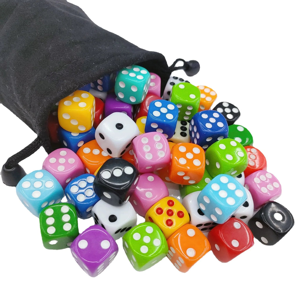 10 PCS/Set 16mm D6  6 cubes Dice Acrylic 6 sides D6 Dice With role Edges For Casino Dice Table Board Game