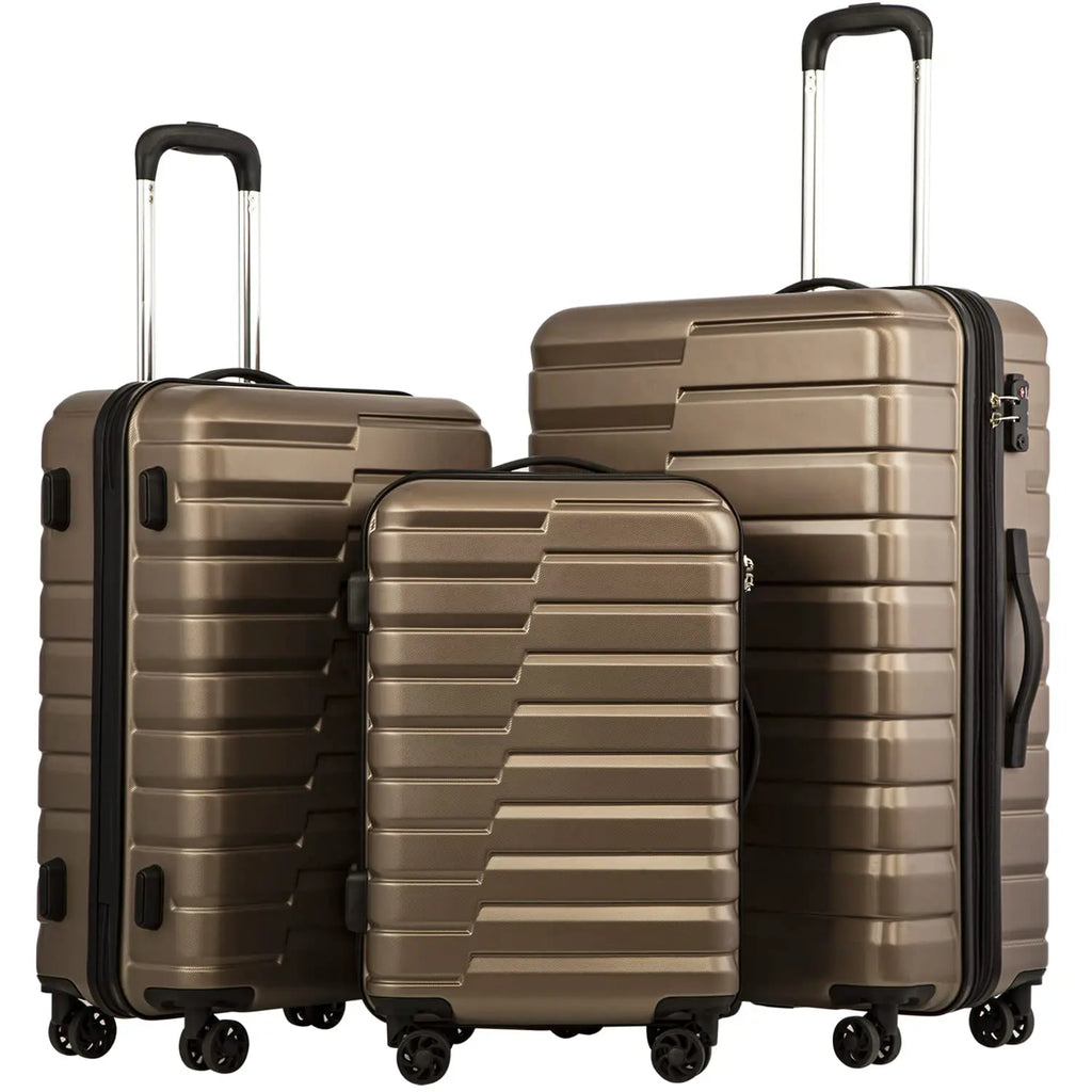 3 Piece Lightweight Expandable Hard Shell Luggage Set Large Checked Suitcase Spinner Wheels, Customized