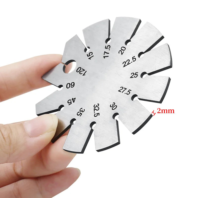 Stainless Steel Round Gauge Diameter Bevel Gauge Angle Protractor Thickness Gauge 15 Degree - 120 Degree Measuring Tool
