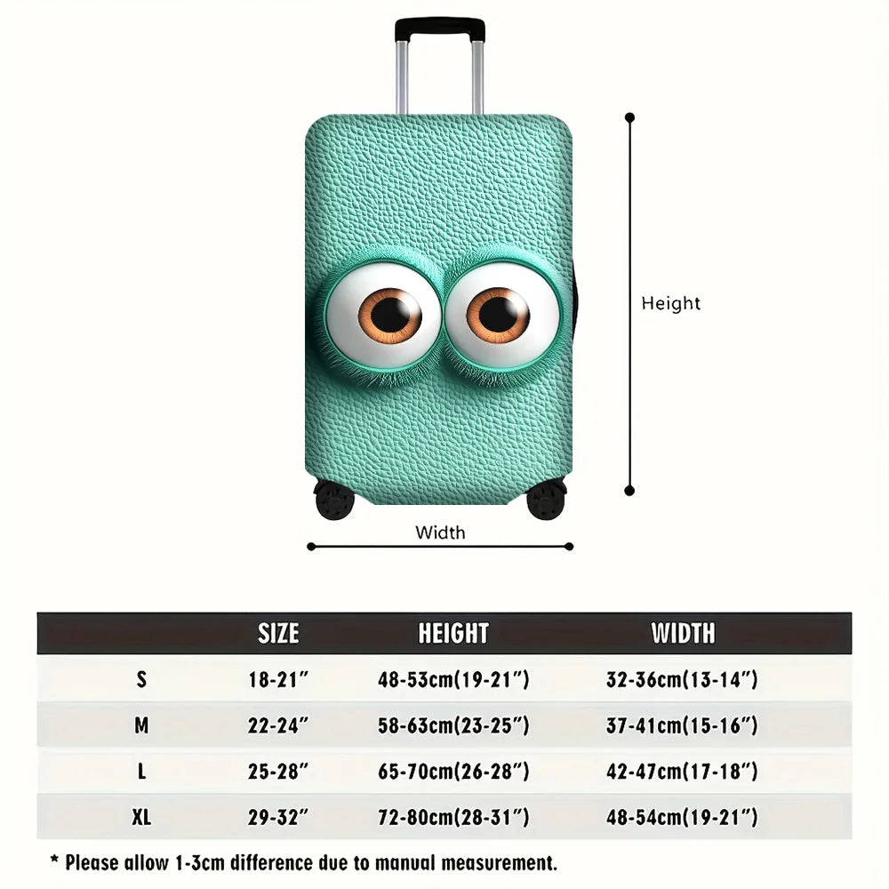 1PC Cartoon Large Eye Print Luggage Cover for luggage sizes 18-32 inches; dust and elastic travel accessories to effectively