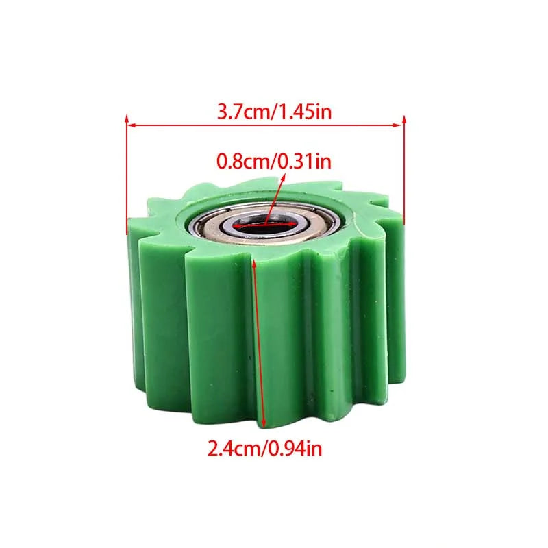 Green wear-resistant 8mm guide wheel for off-road motorcycle chain guide, durable accessory