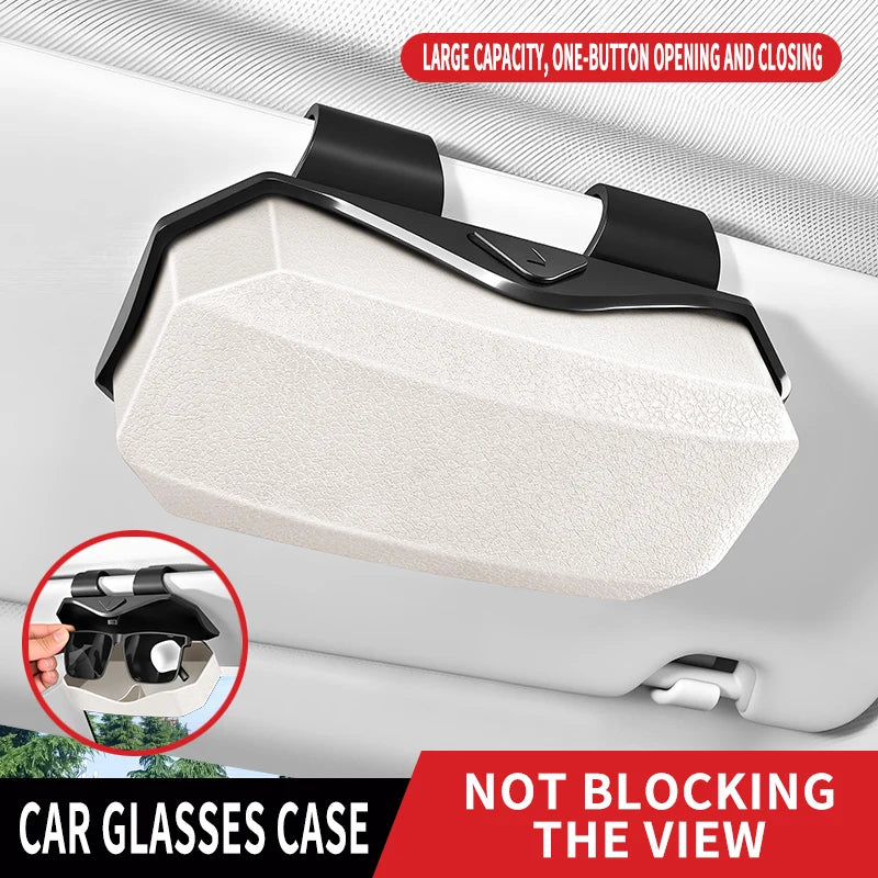 1PC Luxury Car Glasses Case Interior Scratch Resistant Material Inside Vehicle Sunglasses Storage Box Clip Sun Visor Accessorie