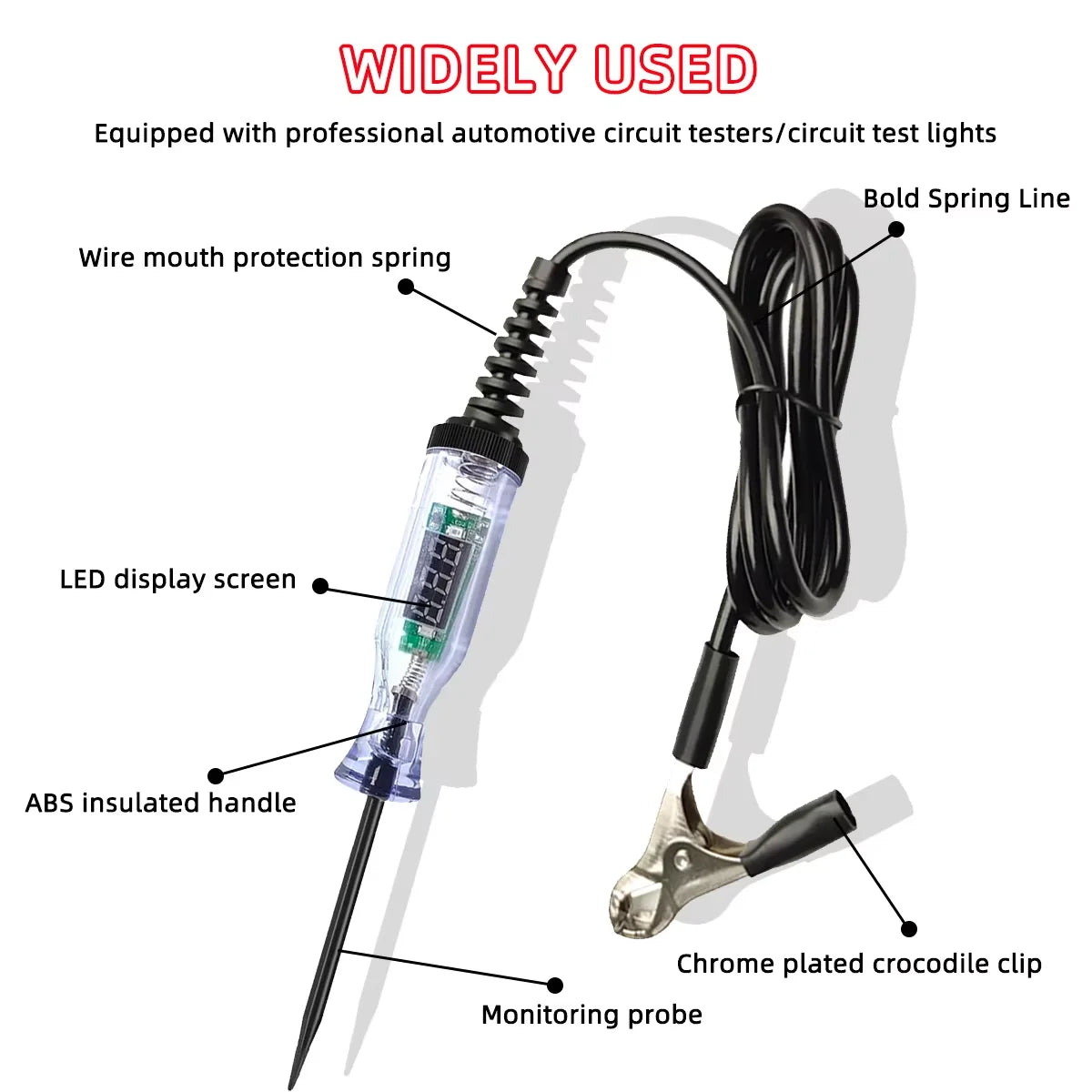 6V-24V 5V-90V Circuit Tester Digital Test Lamp Probe Pen Lamp Automotive Truck Voltage Circuit Test Pen Automotive Repair Tool