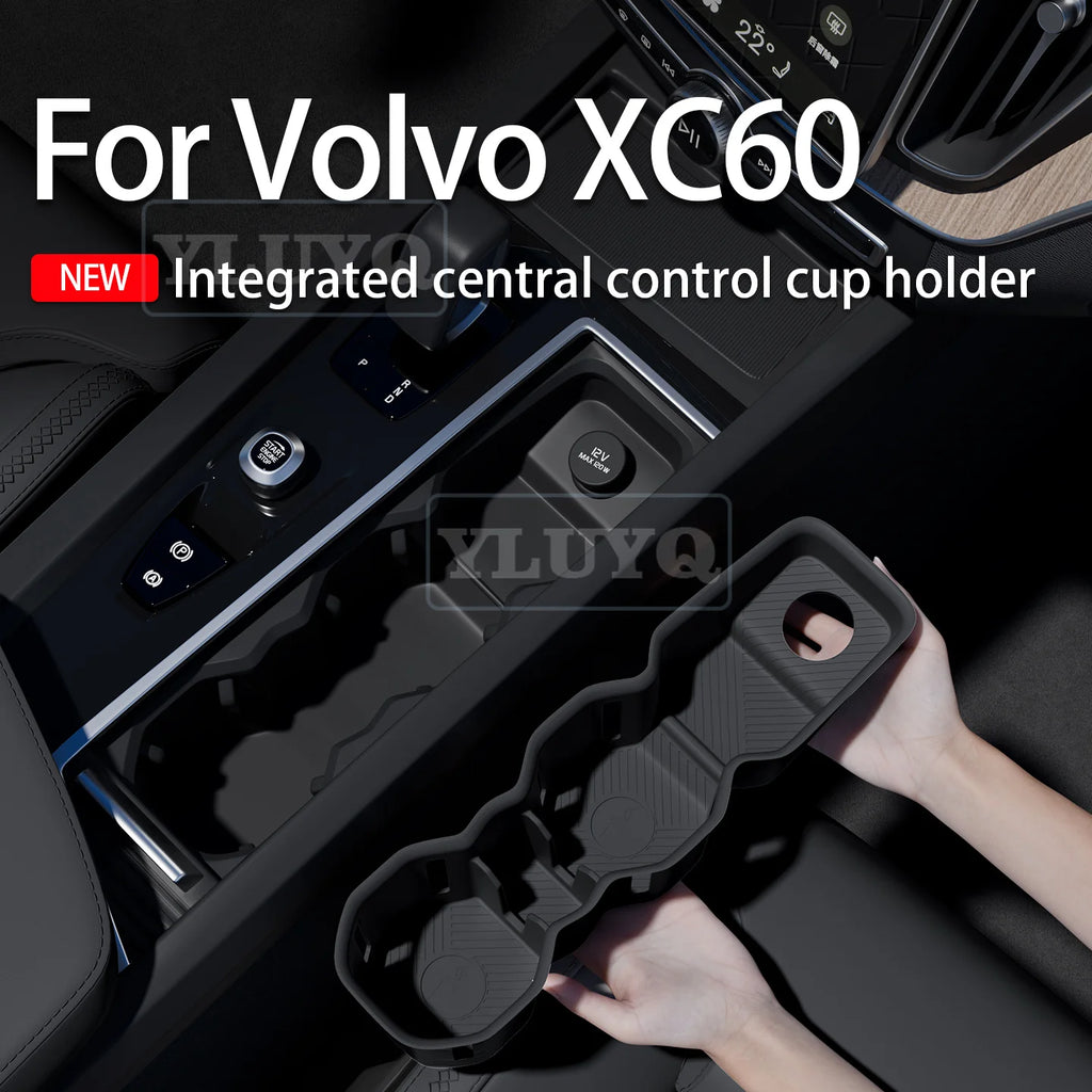 For Volvo XC60 Integrated Center Console Full-Cover Cup Sleeve Silicone Mat Car Storage Box Car Interior Accessories