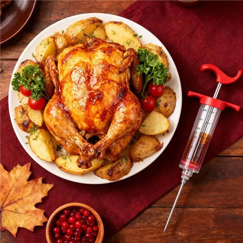 ABWP-Plastic For Smoking For BBQ Grill Turkey Injector Syringe Set, Marinade Injector Kit For Seasoning, Meat Injectors