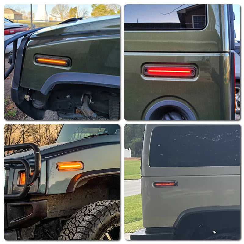 For Hummer H2 2003-2009 Clear & Smoked Lens LED Side Marker Lamp Amber Front Red Rear Side Fender Lights