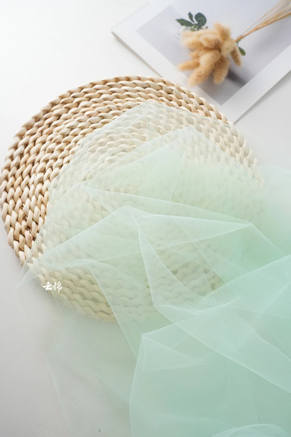 Green Transparent Tulle Fabric By The Meter for Clothing Hanfu Veil Wedding Background Diy Sewing Gauze Cloth Soft Light White