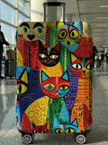 Colorful Cat Print Luggage Cover, Suitable for 18-32 Inch Luggage Cover, Luggage Handle Glove, Travel Accessories