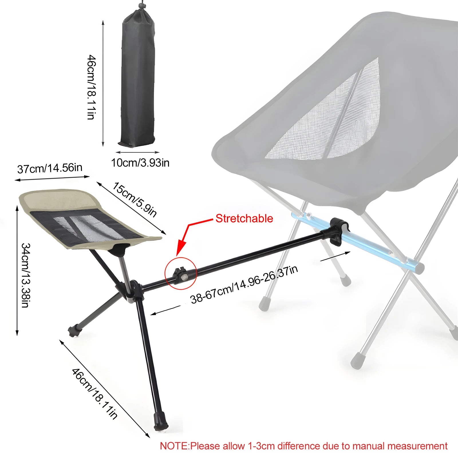 WESTTUNE Portable Camping Chair Foot Rest Stool Folding Attachable Leg Rest Recliner Lazy Retractable Accessories for Outdoor
