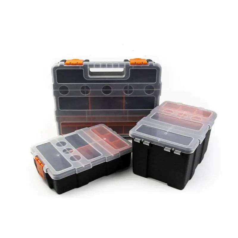 Multi Compartment Plastic Toolbox with 20 Grids Portable Storage Organizer for Tools Garage Repairs Home