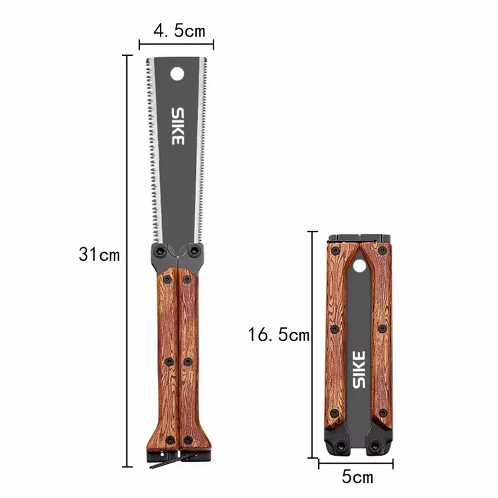 Japanese Style Folding Double Edge Hand Saw Wooden Handle for Woodworking Camping Pruning Garden DIY Cutting