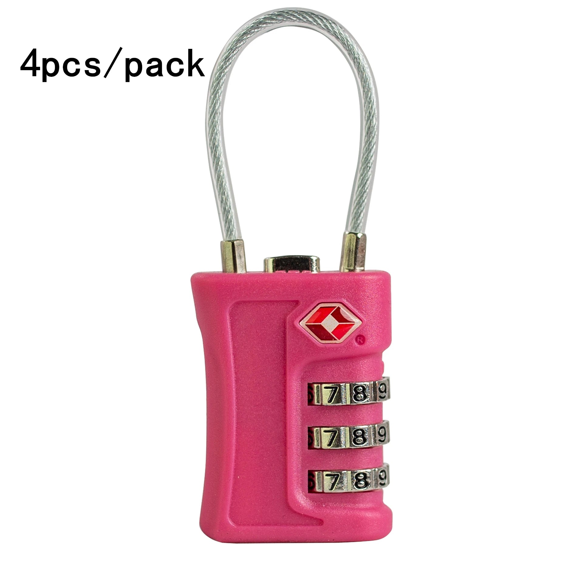 4 Pack TSA Customs Code Lock for Travel Luggage Password Changeable black Lock Contrast Design Padlock 3 Digit Combination Lock
