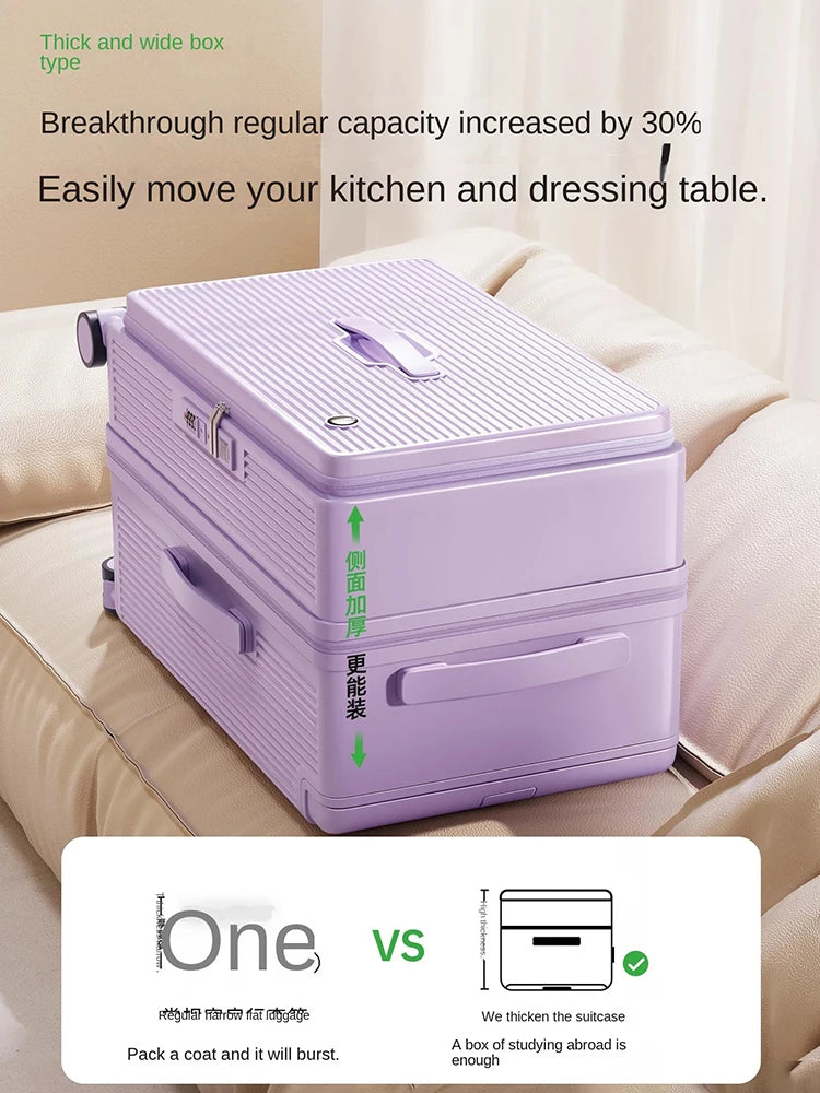 2026 New Luggage Large Capacity 28/32 inch Extra Large Thickened PC 1:9 Side Opening Deep Compartment Wide Handle Suitcase