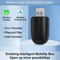 FLIXIVI 2 in 1 Interface Wireless CarPlay/Android Auto Wireless USB/TYPE-C Adapter Smart Mini Box Plug Fast Connect Universal