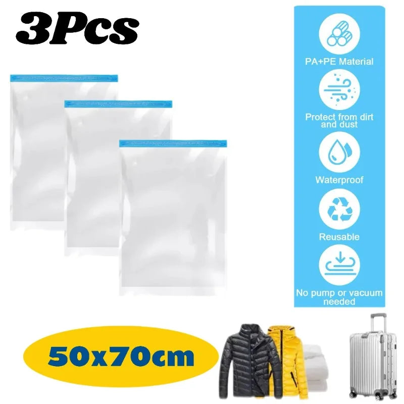 Thickened Vacuum Hand Roll Storage No Need for Pumping Compression and Sorting Bag Portable for Home Use Travel Luggage Clothing