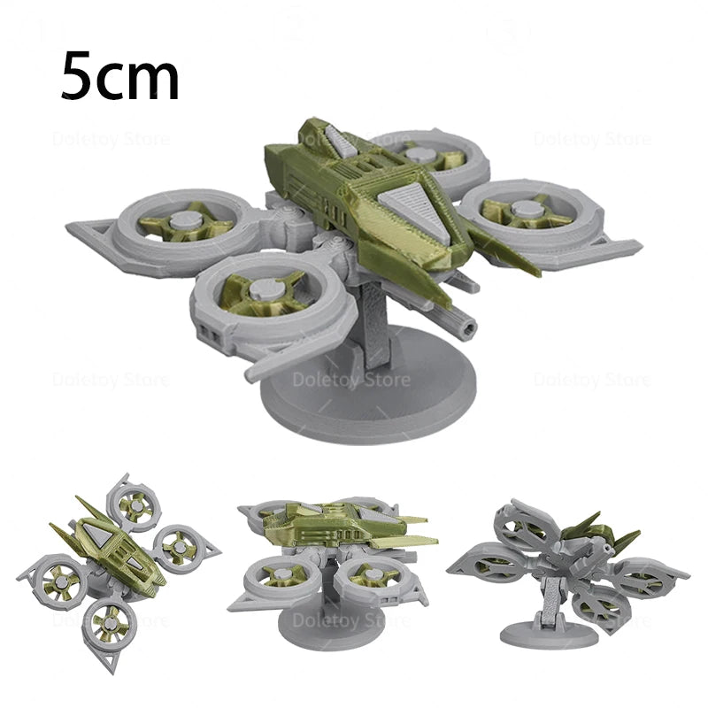 Mini War Machine Mecha Fighter Jet Series 3D Printed Starship Attack Helicopter Flutter Drone Movable Joints Assemble Models Toy