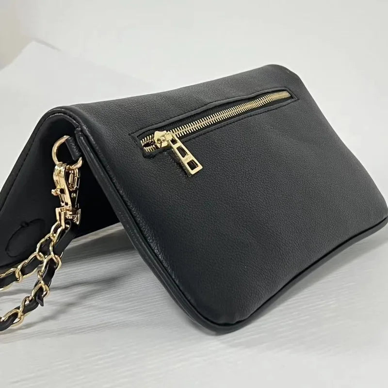 French Classic Genuine Leather Square Bag - European & American Fashion Versatile Wings Underarm Crossbody Bag