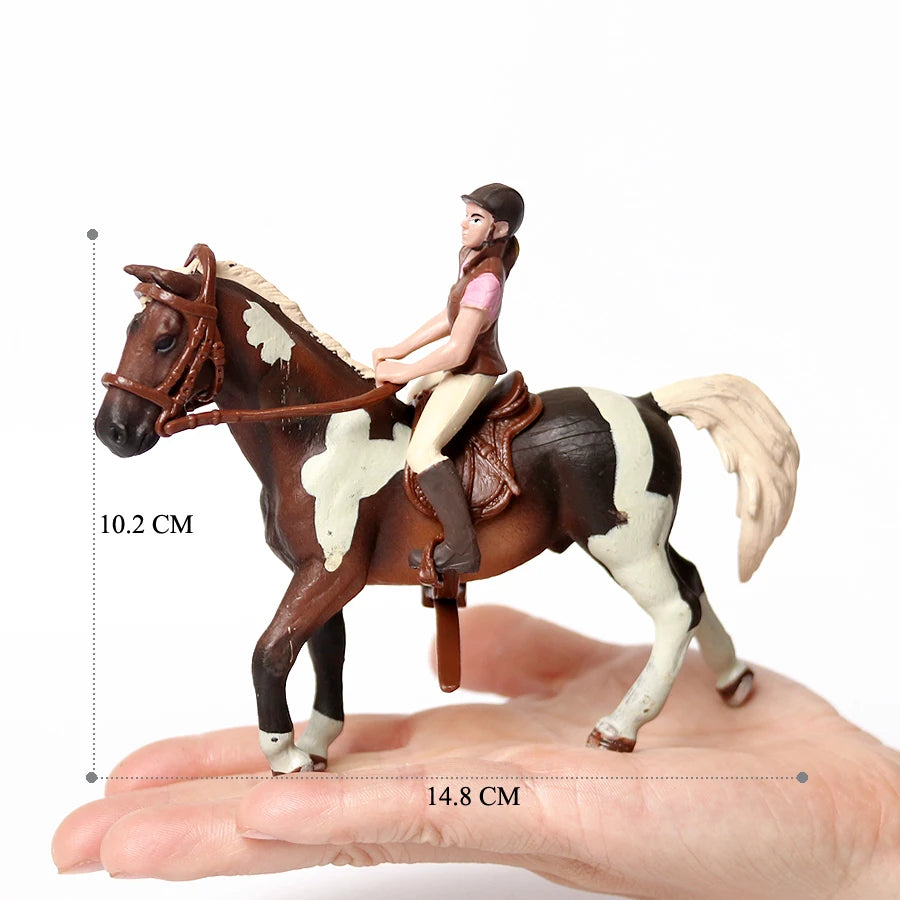 Realistic Equestrian Rider Horse with Saddle and Bridle Riding Playset Model Figures Decoration Educational Toys for Kids