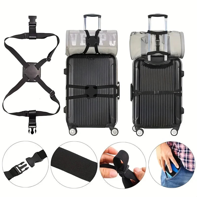 Black Adjustable Luggage Bag Suitcase Adjustable Strap Travel Accessories Strap