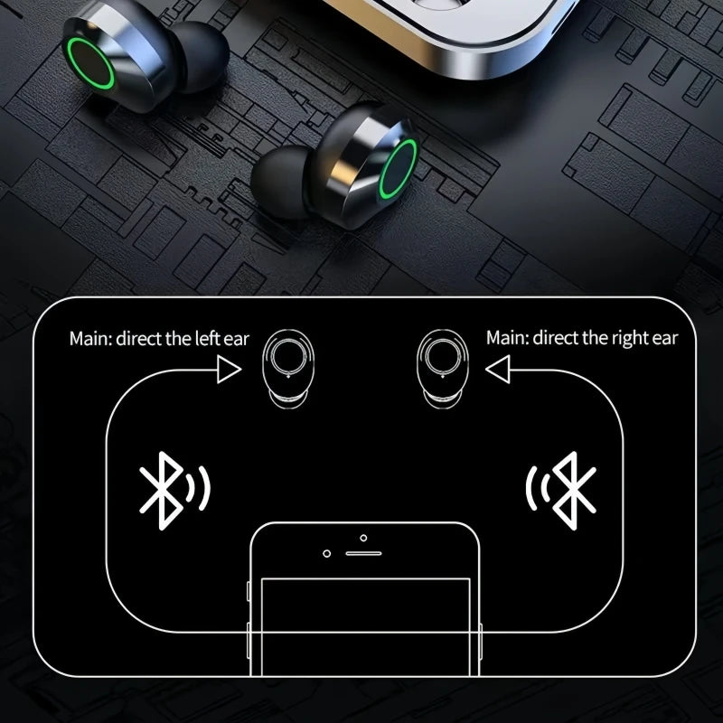 Long Playtime Touch Control True Wireless Earbuds/Headphones Bluetooth YD03, LED Charging Case, Bluetooth 5.3