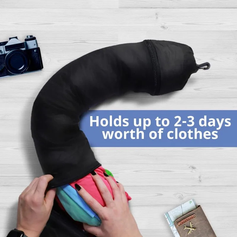 Travel Neck Pillow That You Stuff with Clothes - Avoid Excess Luggage fees. Doubles as a Carry-On and Extra Luggage