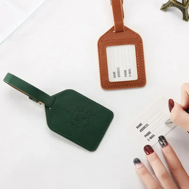 Cute Cat PU Leather Luggage Tag Suitcase Luggage Label Baggage Boarding Bag Portable Name ID Address Holder Travel Accessories