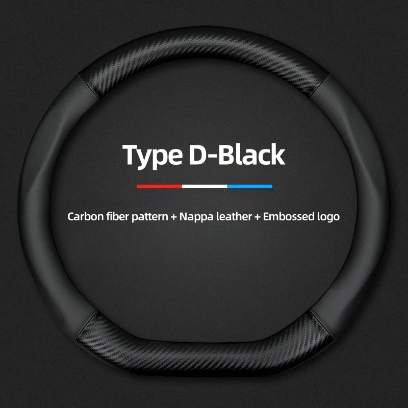 For Citroen C2 C3 C5 Aircross VTS Xsara C-Crosser Berlingo Jumpy Carbon fiber Leather Car Steering Wheel Cover Auto Accessories