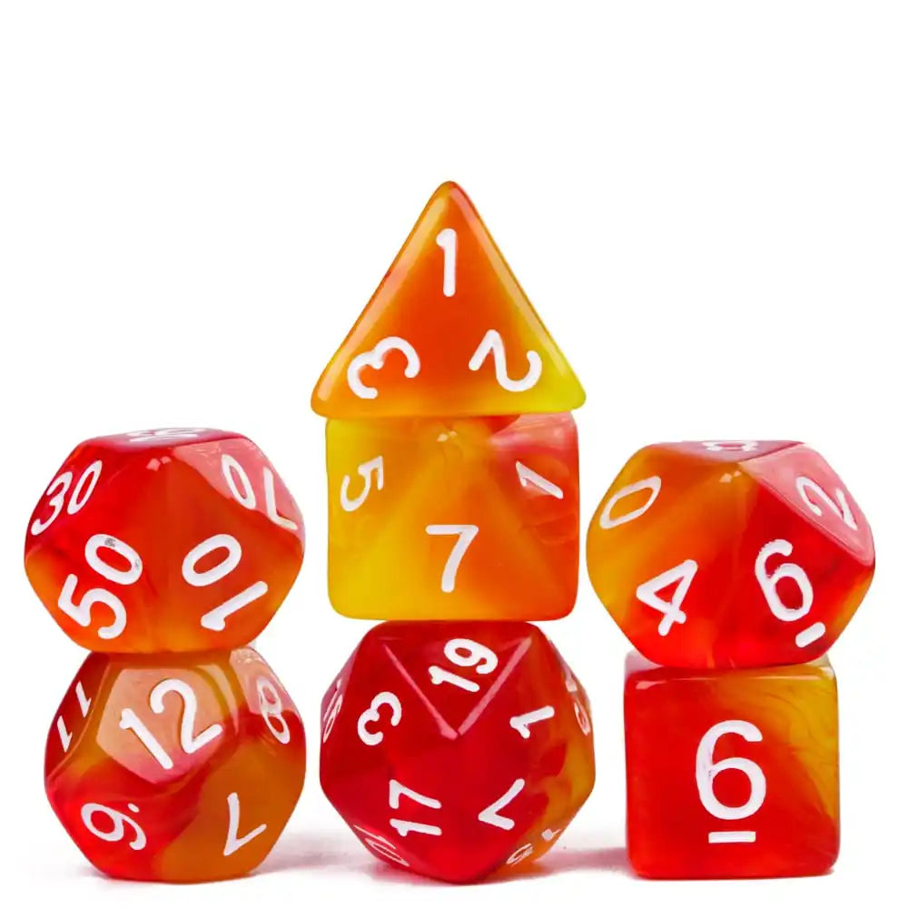 DND Glitter Dice Set 7Pcs/Set Sickle Font D4 D6 D8 D10 D% D12 D20 Polyhedral Dice for Dungeons&Dragons Role Playing Board Games
