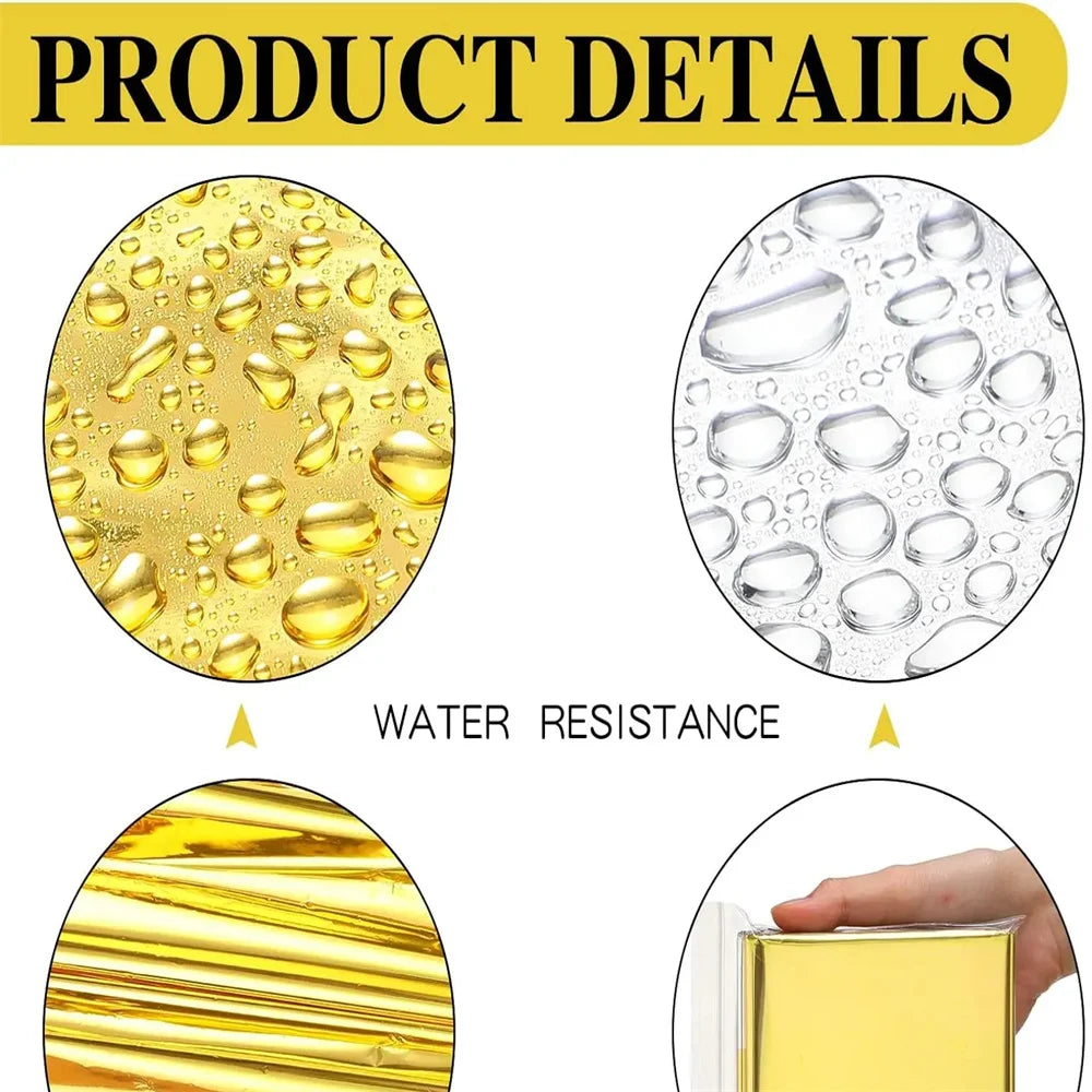 5 - 30Pcs Gold - Silver Thermal Survival Blankets, 130X210Cm, Waterproof & Military - Grade, Ideal for Outdoor Emergency
