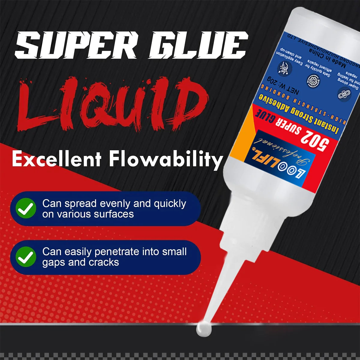 LOOLIFL 502 Super Glue 1-7Pcs X20g Instant Strong Adhesive Multi-Purpose Precision Glue for Plastic Wood Metal Rubber DIY Repair