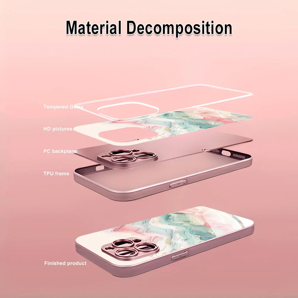 Marble Glass Case For Samsung A16 A26 A33 A34 A35 A36 A53 A54 A55 5G A56 A25 A17 S26 S25 Ultra S24 S23 S22 Plus S21 S20 FE Cover