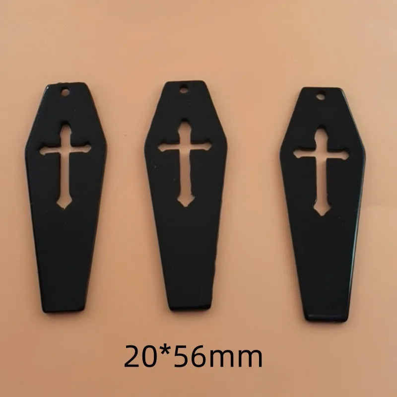 10pcs acrylic coffin cross pendant, DIY jewelry accessories, earrings, necklaces, keychains, jewelry making