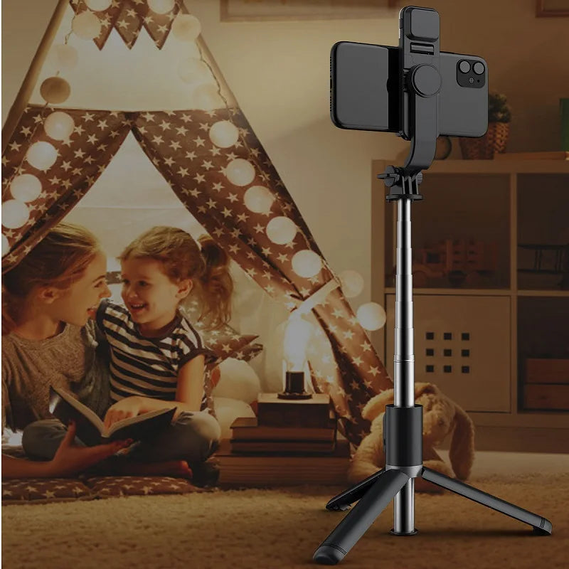Mini Bluetooth Selfie Stick Foldable Portable Tripod With LED Fill Light Shutter Remote Control For iPhone Phone Live Streaming